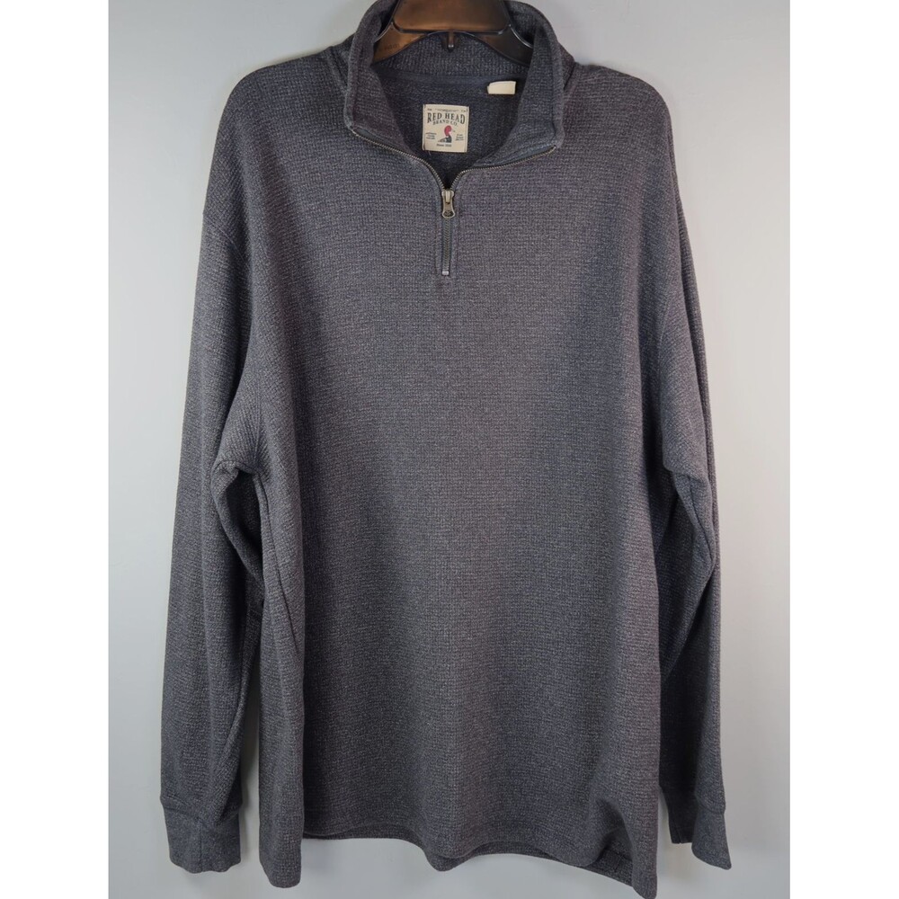 Red Head Brand Co Sweater Men's Size XL Dark Gray 1/4 Zip Pullover Long Sleeve